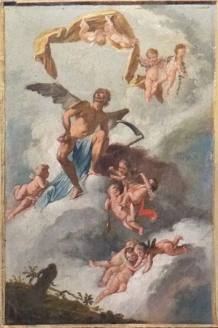 Chronos circondato da putti Schizzo preparatorio per un soffitto - attribuito